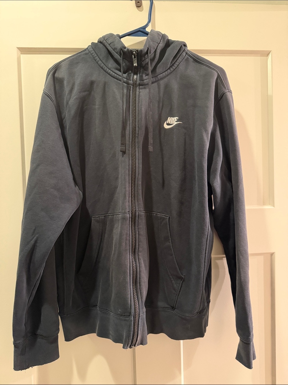 Nike Full-Zip Hoodie in Slate Blue with White Swoosh